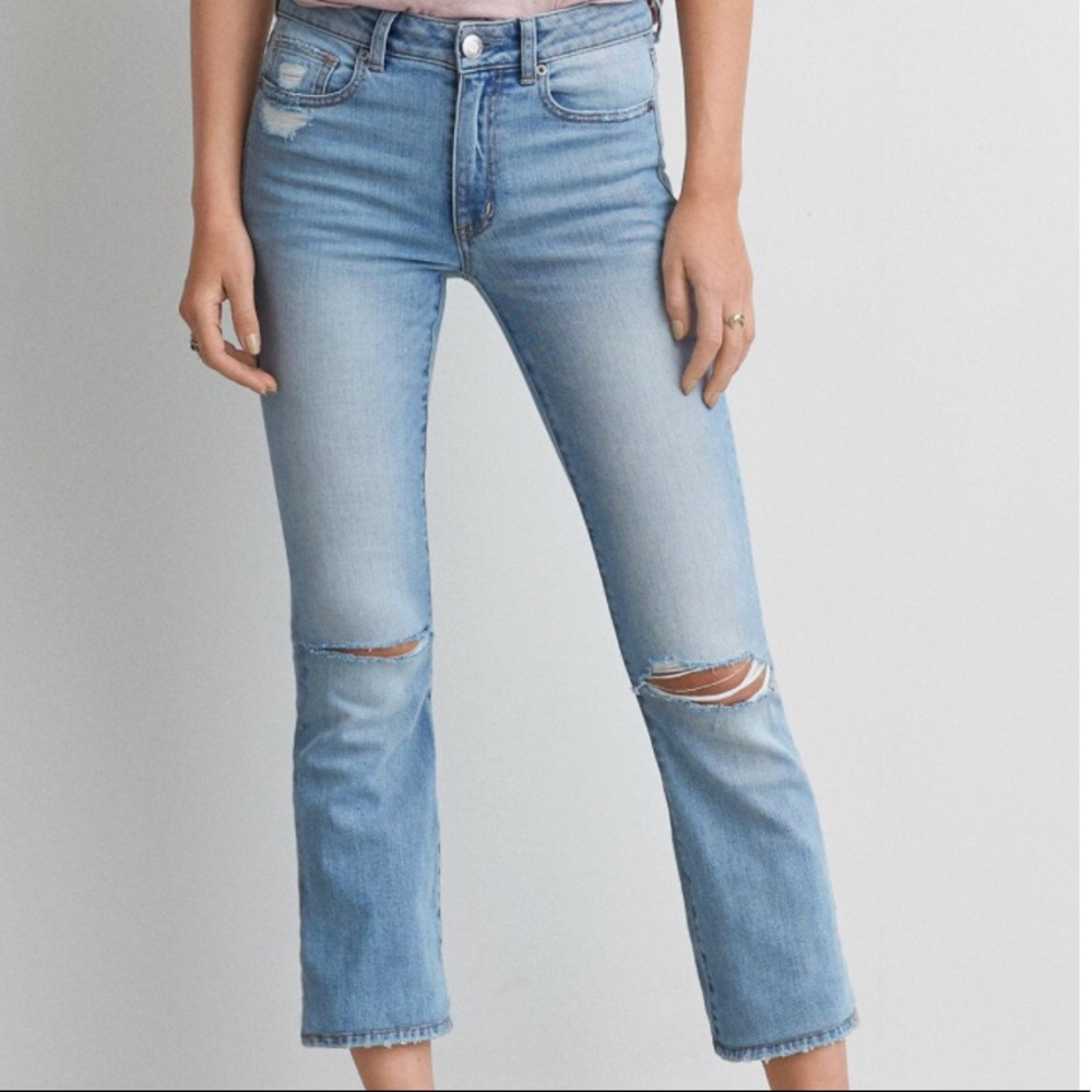 American Eagle High Rise Kick Flare Crop Jeans